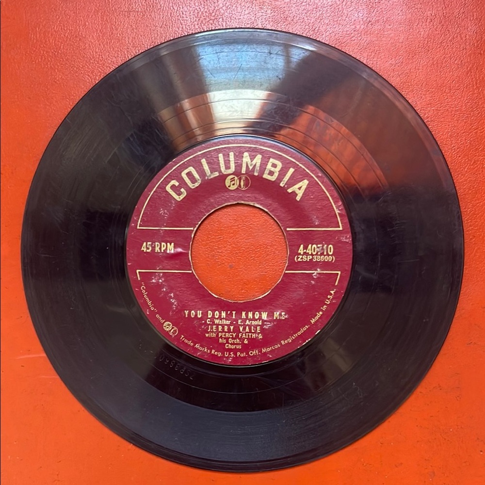 Columbia Vinyl Record 45 rpm Jerry Vale